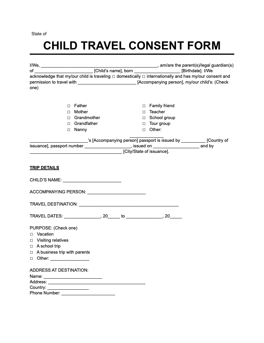 Child Travel Consent