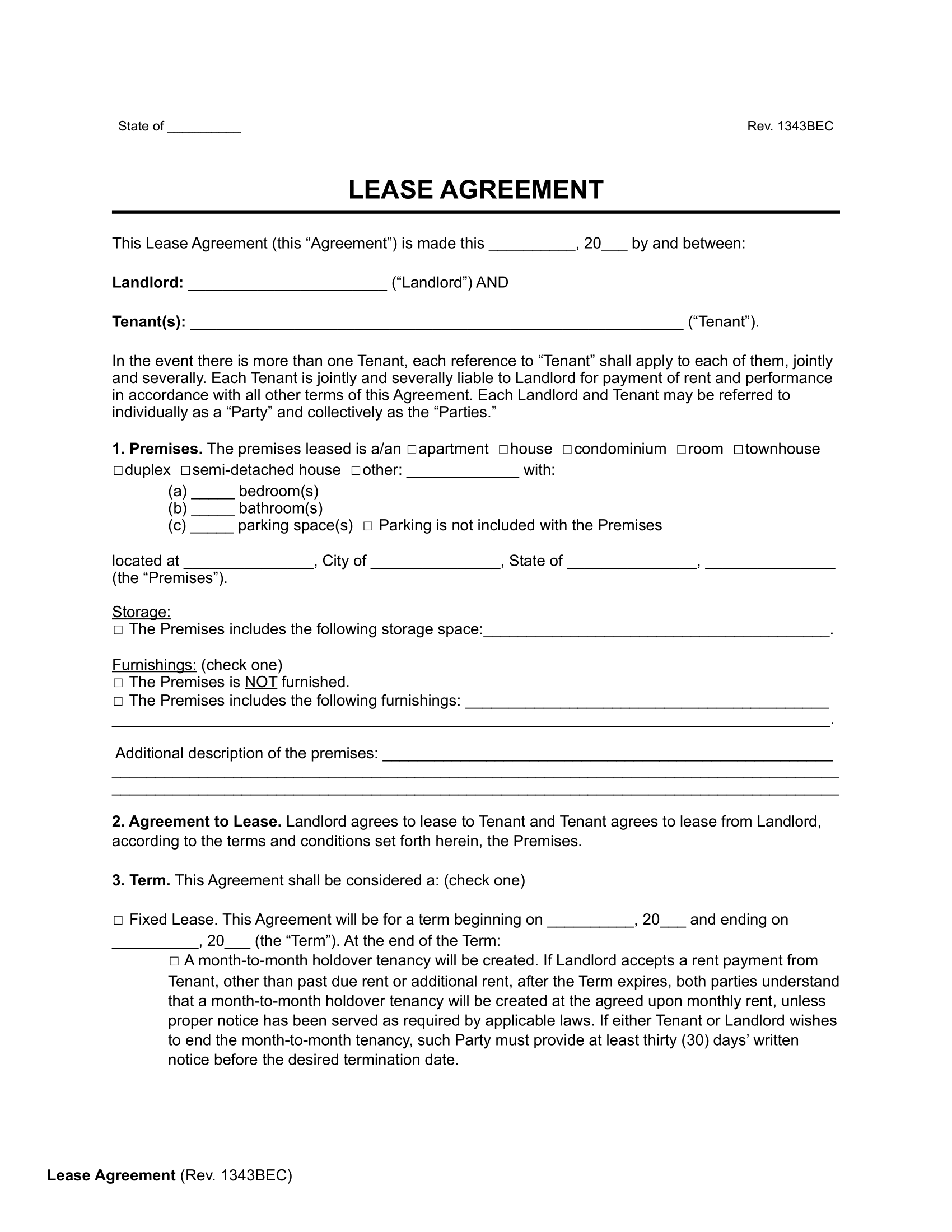 residential lease agreement template