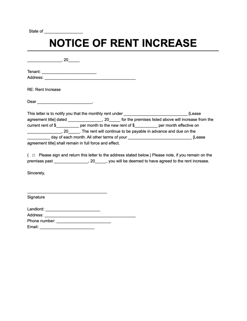 notice of rent increase