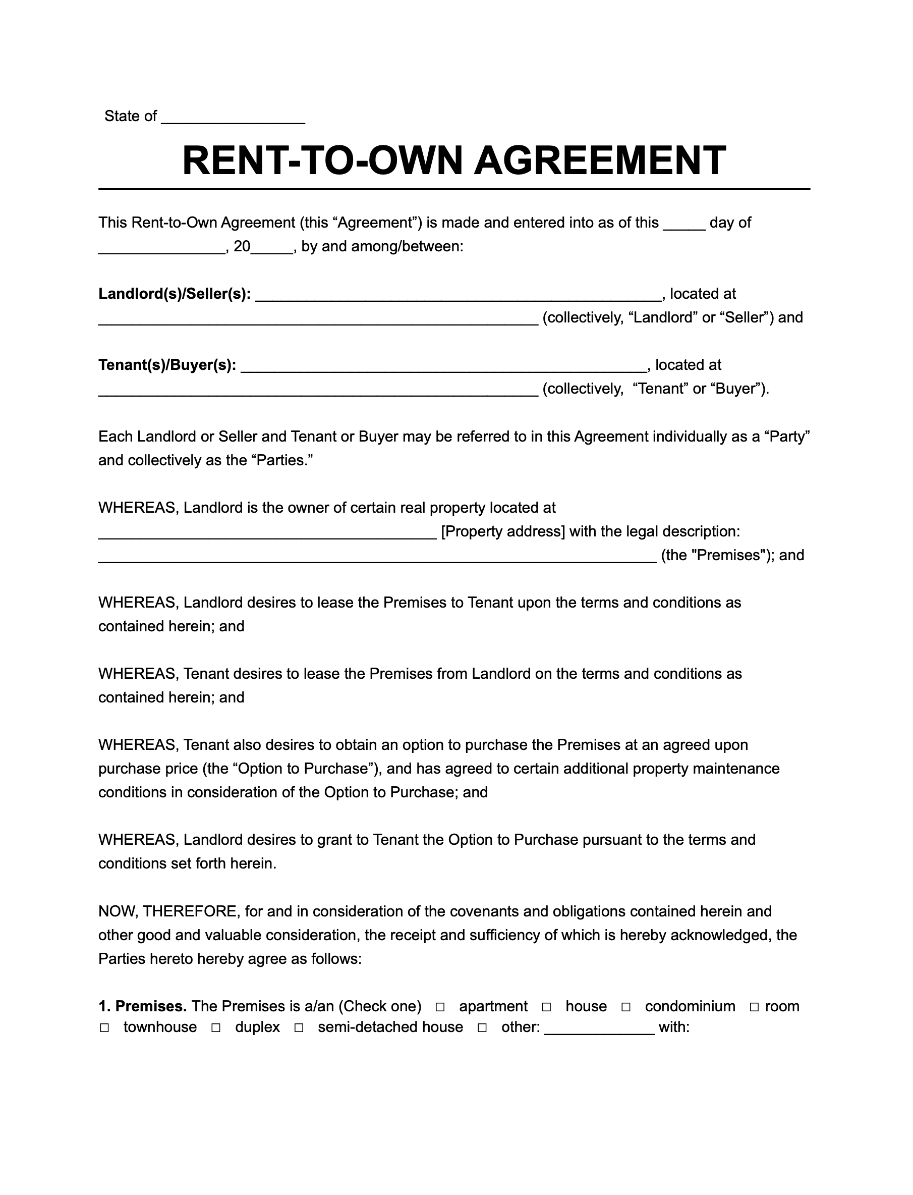 Rent-to-Own Agreement